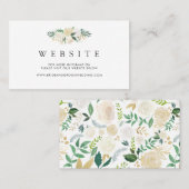 Carte De Visite Site Web de l'aquarelle | de rose blanc (Devant / Derrière)