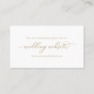 Carte De Visite Site Web de Mariage à Calligraphie Dorée Élégante