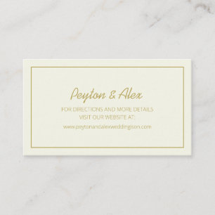 Carte De Visite Site Web de Mariage Crème et Or