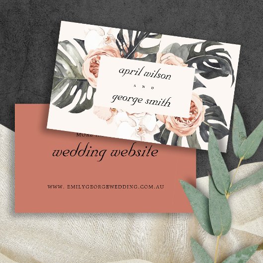 CARTE DE VISITE SITE WEB DE MARIAGE FLORAL BOHO ROUILLE ORANGE
