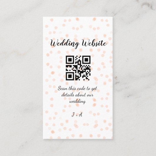 Carte De Visite Site web de mariage scannez le code QR pour les dé (Devant)