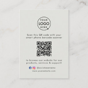 Carte De Visite Site Web d'entreprise   QR Code Scan Me Logo Gris