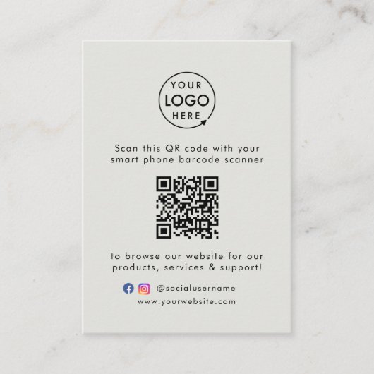 Carte De Visite Site Web d'entreprise | QR Code Scan Me Logo Gris (Devant)