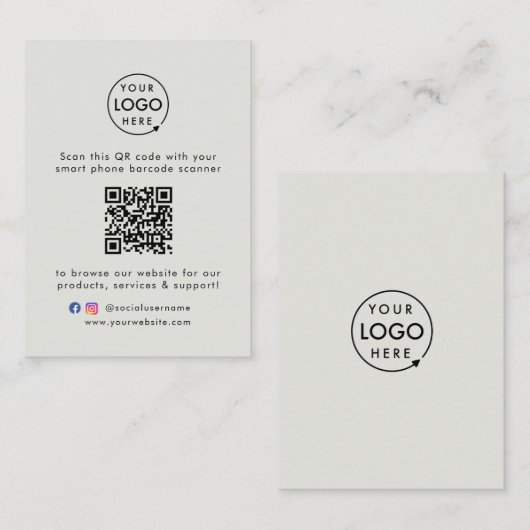 Carte De Visite Site Web d'entreprise | QR Code Scan Me Logo Gris (Devant / Derrière)