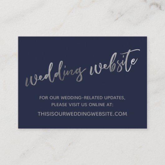 Carte De Visite Site Web des Mariages Silver & Navy & Save the Dat (Devant)