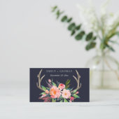 CARTE DE VISITE SITE WEB DU MARIAGE FLORAL BOHO NAVY BARN BLUSH AN (Debout devant)