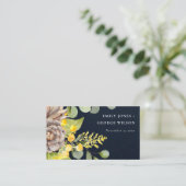 CARTE DE VISITE SITE WEB MARIAGE DE NAVY SUNFLOWER EUCALYPTUS FLOR (Debout devant)