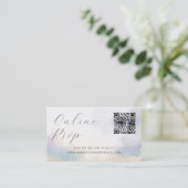 Carte De Visite Site Web mariage en ligne RSVP QR Code nuages (Debout devant)
