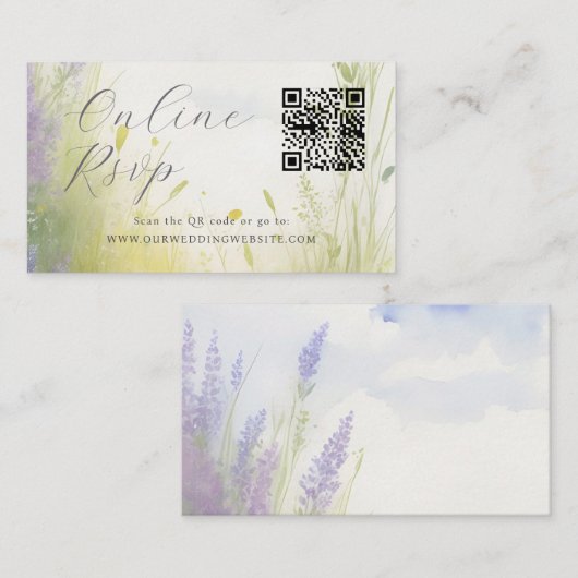 Carte De Visite Site Web mariage en ligne RSVP QR Code nuages (Devant / Derrière)