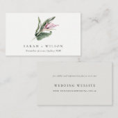 Carte De Visite Site Web Mariage floral de couleur rose tropicale  (Devant / Derrière)