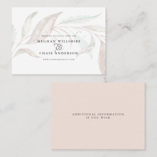 Carte De Visite SITE WEB MARIAGE | Robe d'aquarelle (Devant / Derrière)