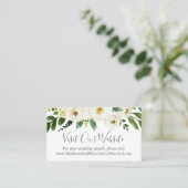 Carte De Visite Site Web Mariage vert Fleur blanche Insérer des ca (Debout devant)
