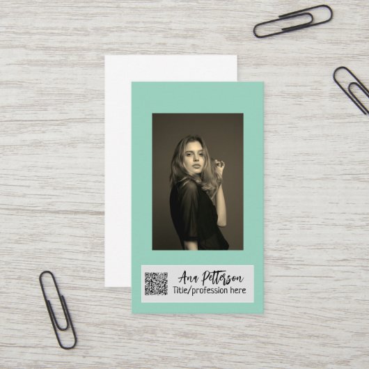 Carte De Visite site web QR code email social professionnel modern (Devant/Arrière en situation)