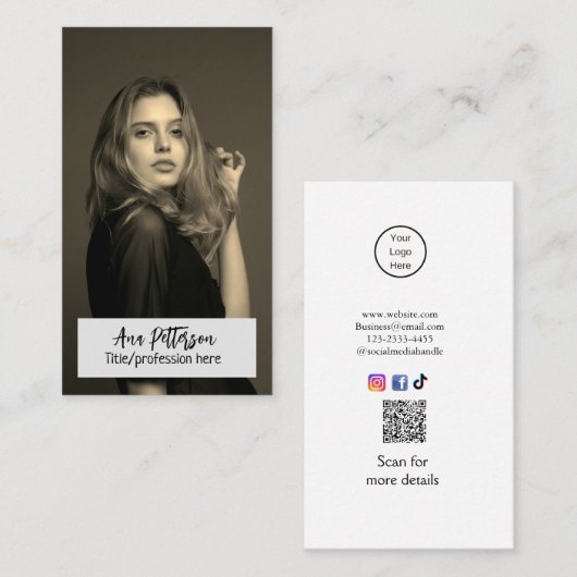 Carte De Visite site web QR code email social professionnel modern (Devant / Derrière)