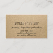 Carte De Visite Sitter Chien Rustique Services pour animaux de com (Dos)