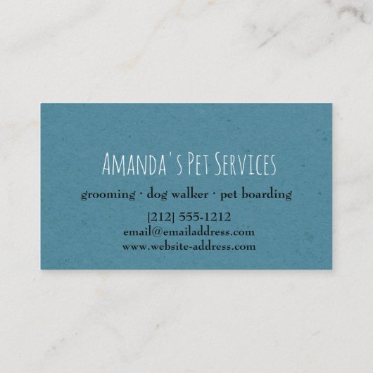 Carte De Visite Sitter Chien Rustique Services pour animaux de com (Dos)
