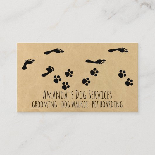 Carte De Visite Sitter Chien Rustique Services pour animaux de com (Devant)