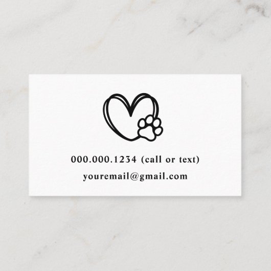 Carte De Visite Sitter de chien mignon (Dos)