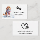 Carte De Visite Sitter de chien mignon (Devant / Derrière)