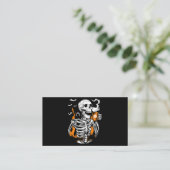 Carte De Visite Skeleton Boire Café Lover Funny Boo Halloween Co (Debout devant)
