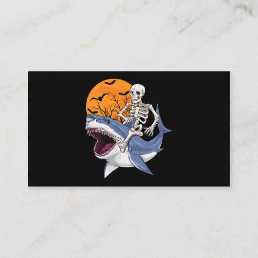 Carte De Visite Skeleton équitation Requin Drôle Halloween Costume (Dos)