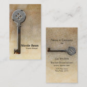 Carte De Visite Skeleton Key Vintage look antique (Devant / Derrière)