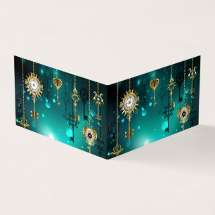 Carte De Visite Skeleton Keys on Green Background