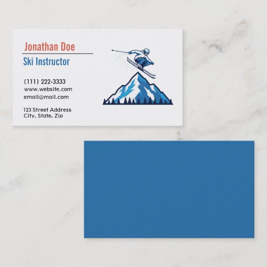 Carte De Visite Ski Instructor Business Card (Devant / Derrière)