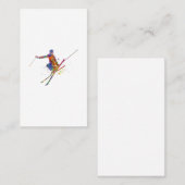 Carte De Visite Skier féminin en aquarelle (Devant / Derrière)