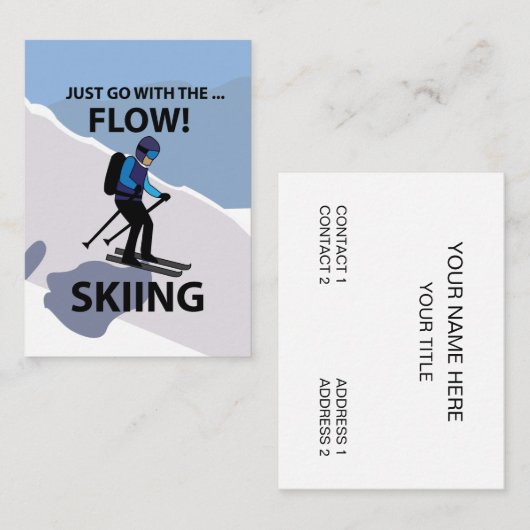Carte De Visite Skiing Just Go With The Flow Skiing (Devant / Derrière)