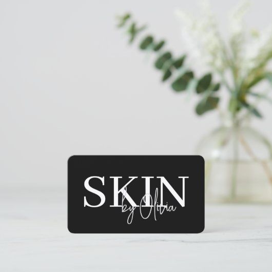 Carte De Visite Skin Care QR Code  Black White (Debout devant)