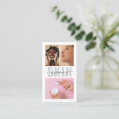 Carte De Visite Skincare Bold Typographie Photo Collage Qr Code (Debout devant)