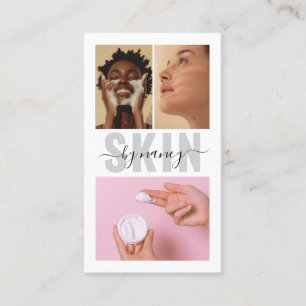 Carte De Visite Skincare Bold Typographie Photo Collage Qr Code