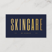 Carte De Visite Skincare Marine Et Gold QR Code & Logo (Devant)