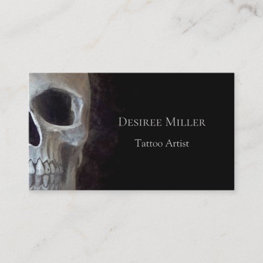 Carte De Visite Skull Face Smokey gothique Black Grey Tattoo Shop (Devant)