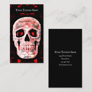 Carte De Visite Skull Pop Art gothique Noir Rouge moderne Tattoo S