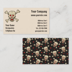 Carte De Visite Skull with Hearts