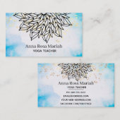 Carte De Visite *~* Sky Blue Mandala Parties scintillant Yoga spir (Devant / Derrière)