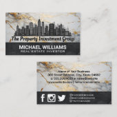 Carte De Visite Skyline Ville Immobilier | Marbre (Devant / Derrière)