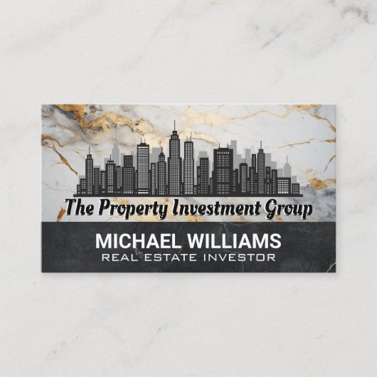 Carte De Visite Skyline Ville Immobilier | Marbre (Devant)