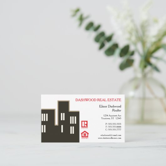 Carte De Visite Skyscraper Silhouette Réalisateur immobilier (Debout devant)