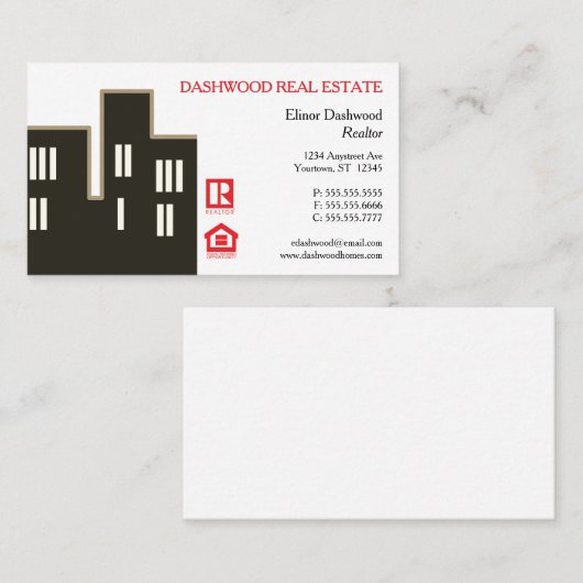 Carte De Visite Skyscraper Silhouette Réalisateur immobilier (Devant / Derrière)