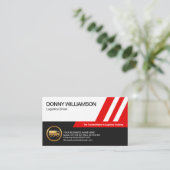 Carte De Visite Slanting Red Logistics Lines Truck Transport (Debout devant)