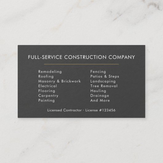 Carte De Visite Slate Stone Gold Modern Building Construction  (Dos)