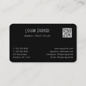 Carte De Visite Sleek Black Barber Men's Stylist Minimalist (Dos)