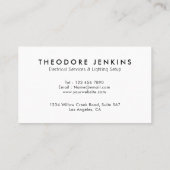 Carte De Visite Sleek Black Modern Lighting Wire Electrician (Dos)