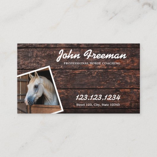 Carte De Visite Sleek Brown et blanc Horse Photo Script Equine (Devant)