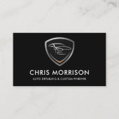 Carte De Visite Sleek Car Detail Shield QR Code Professionnel (Devant)