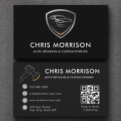 Carte De Visite Sleek Car Detail Shield QR Code Professionnel