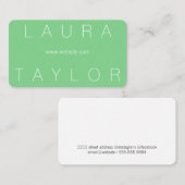 Carte De Visite Sleek Font and Sophisticated Mint Green (Devant / Derrière)